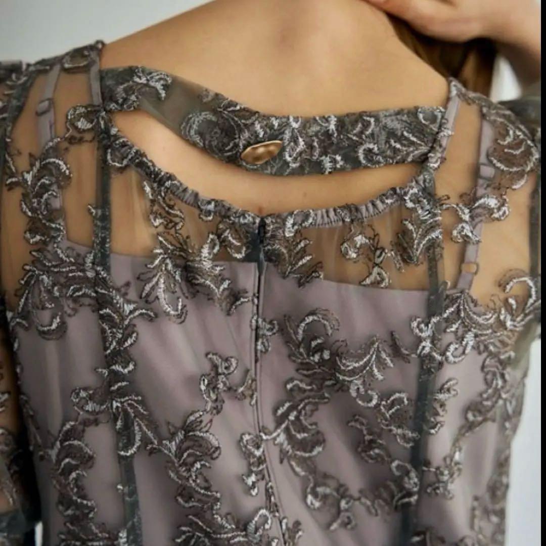 新作✨新品 リルアー ペイズリーパターンドレス 刺繍 レース 結婚式 グレー M