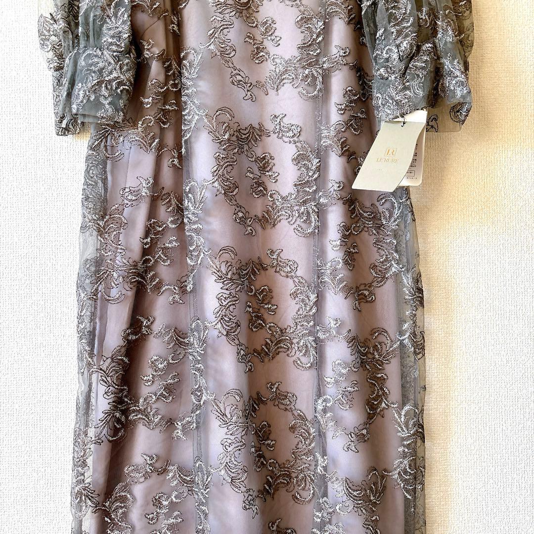 新作✨新品 リルアー ペイズリーパターンドレス 刺繍 レース 結婚式 グレー M