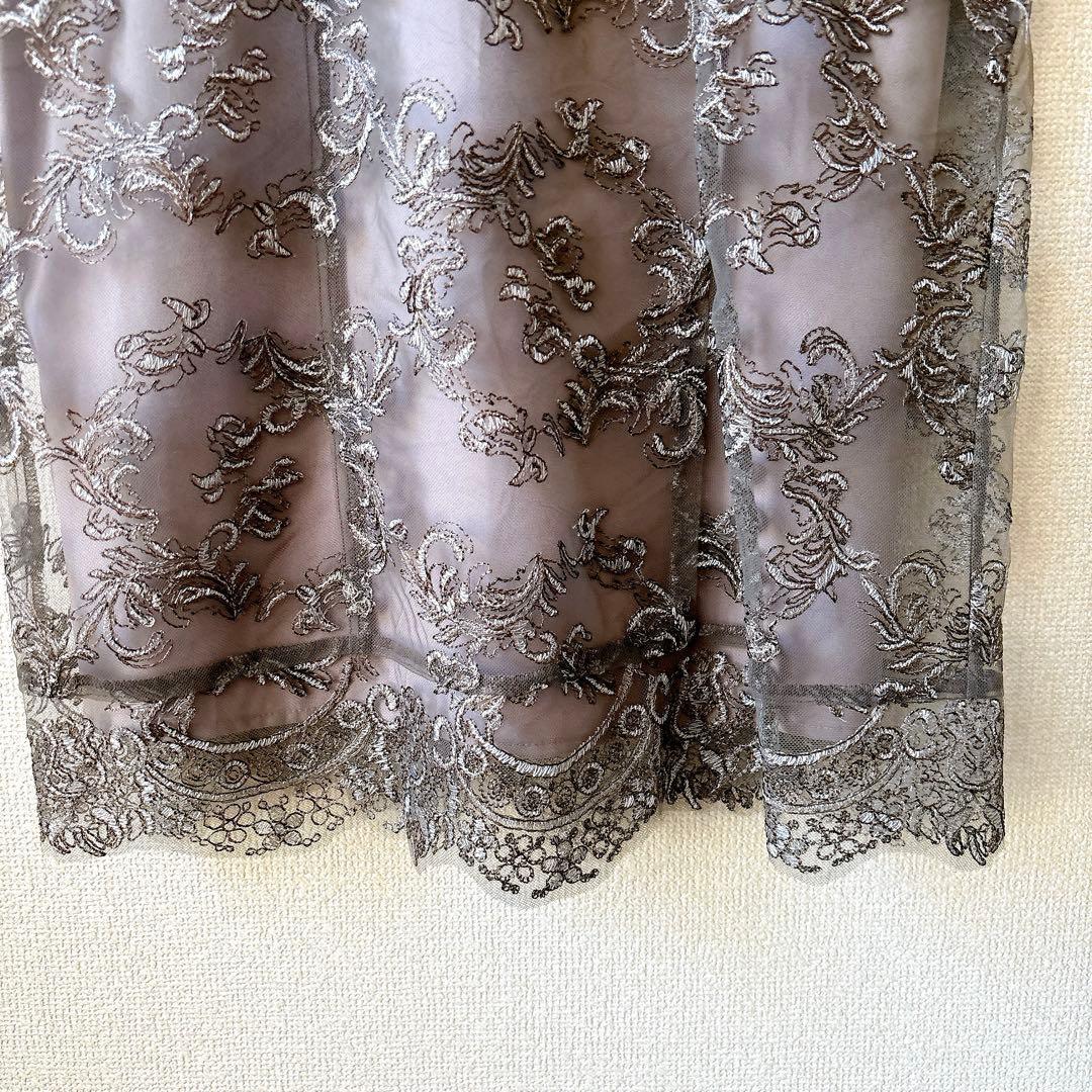 新作✨新品 リルアー ペイズリーパターンドレス 刺繍 レース 結婚式 グレー M