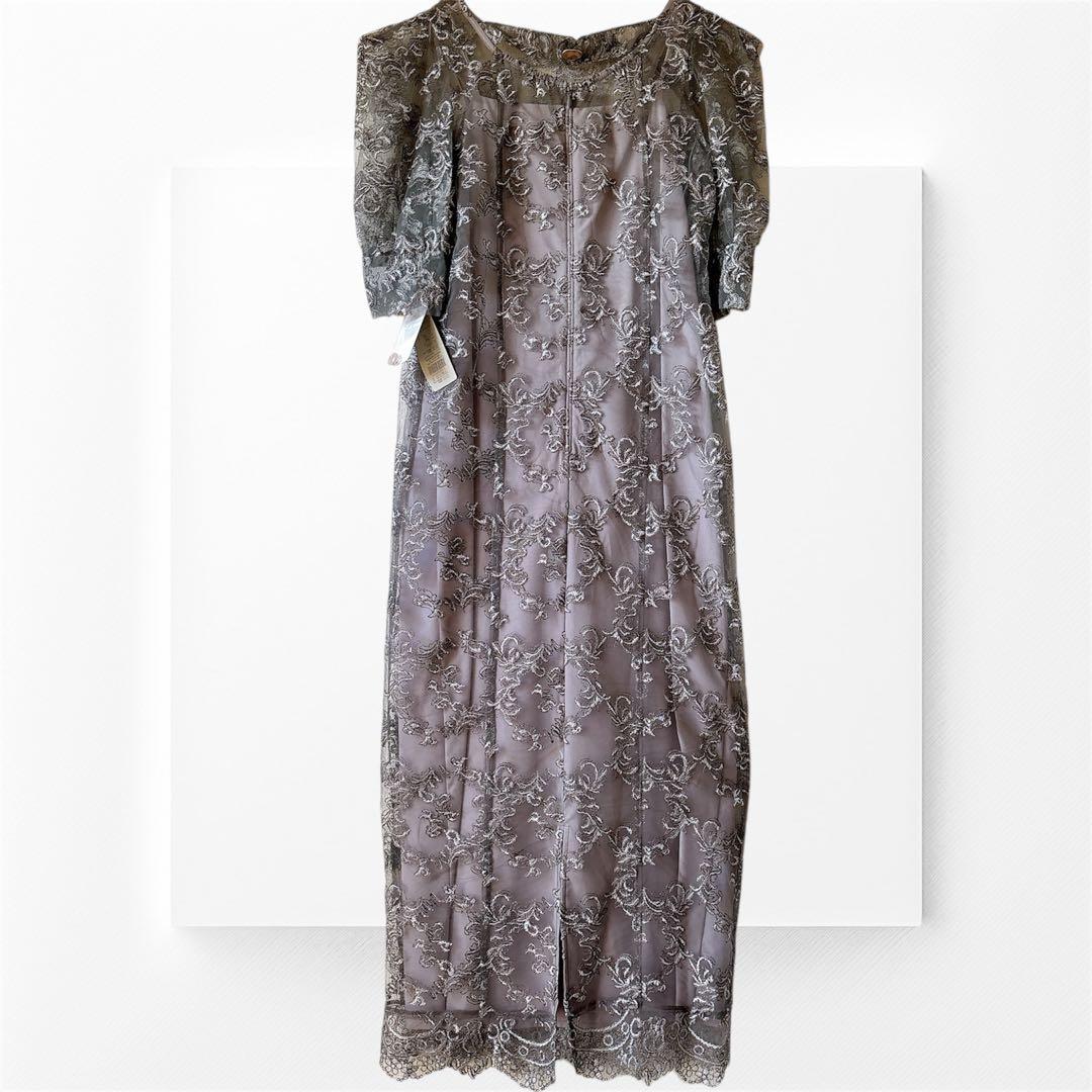 新作✨新品 リルアー ペイズリーパターンドレス 刺繍 レース 結婚式 グレー M