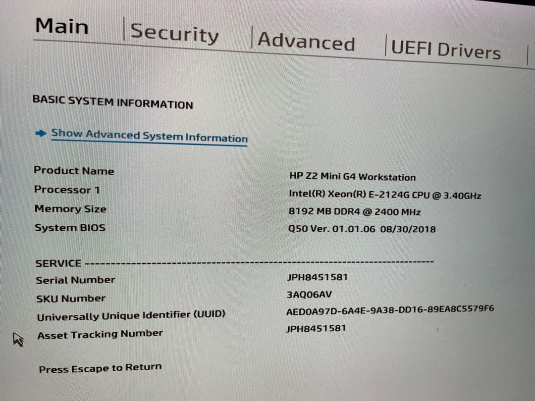 ミニPC HP Z2 Mini G4 Workstation