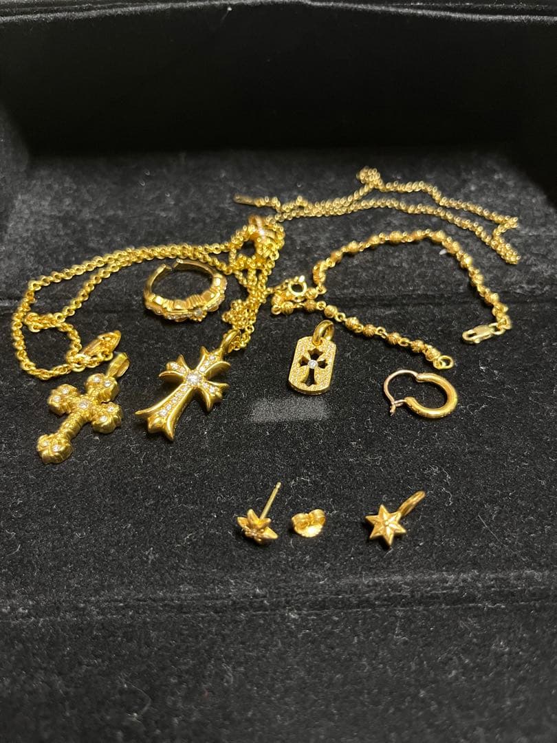 Chrom hearts クロムハーツ　22Ｋスター ワンダイヤ　ピアス