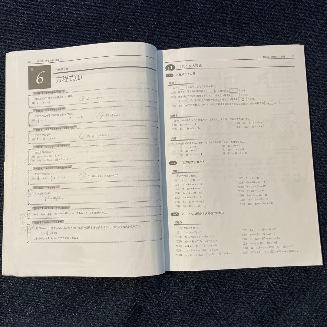 鉄緑会　中1前期・後期　数学テキスト　2019年