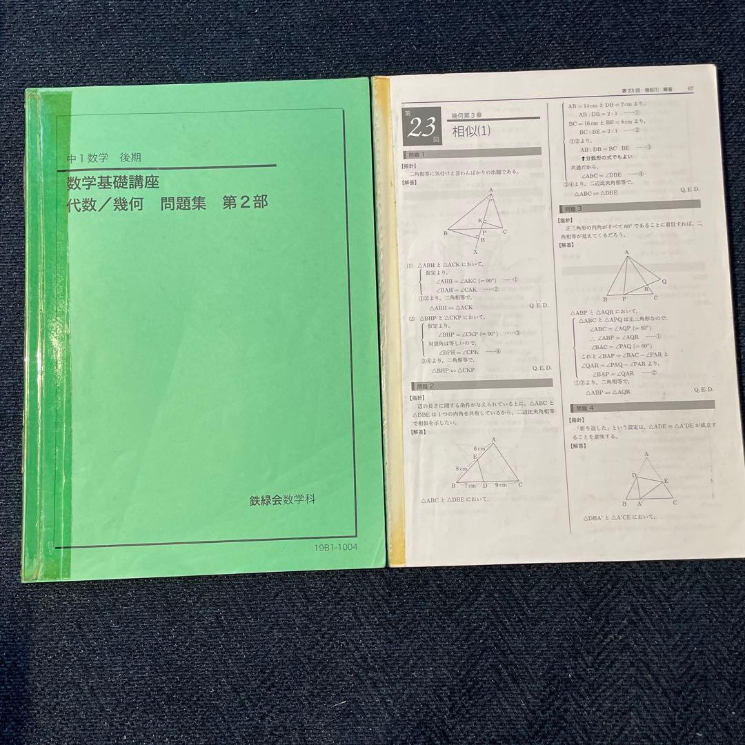 鉄緑会　中1前期・後期　数学テキスト　2019年