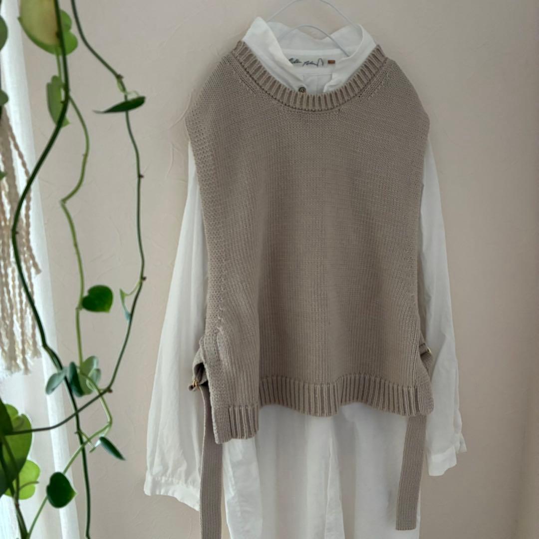 パラスパレス　白コットン100%シャツワンピース