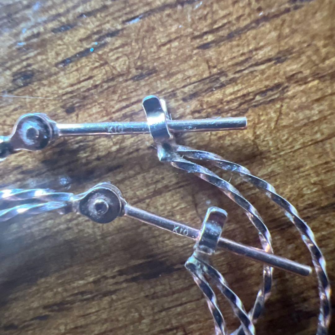 K10 ツイストピンクゴールドフープピアス