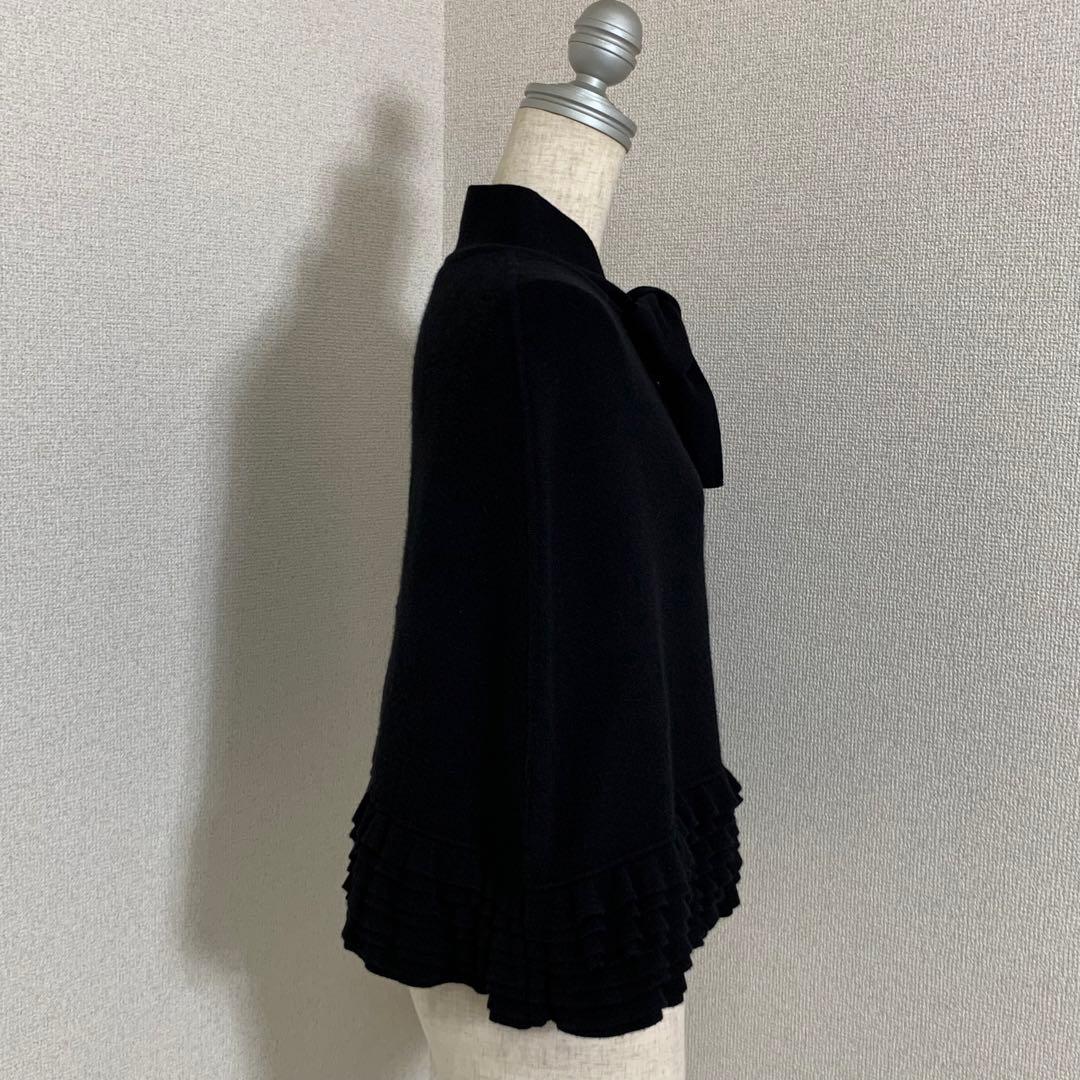 5820.VALENTINO シルク カシミヤ 混 リボン ポンチョ