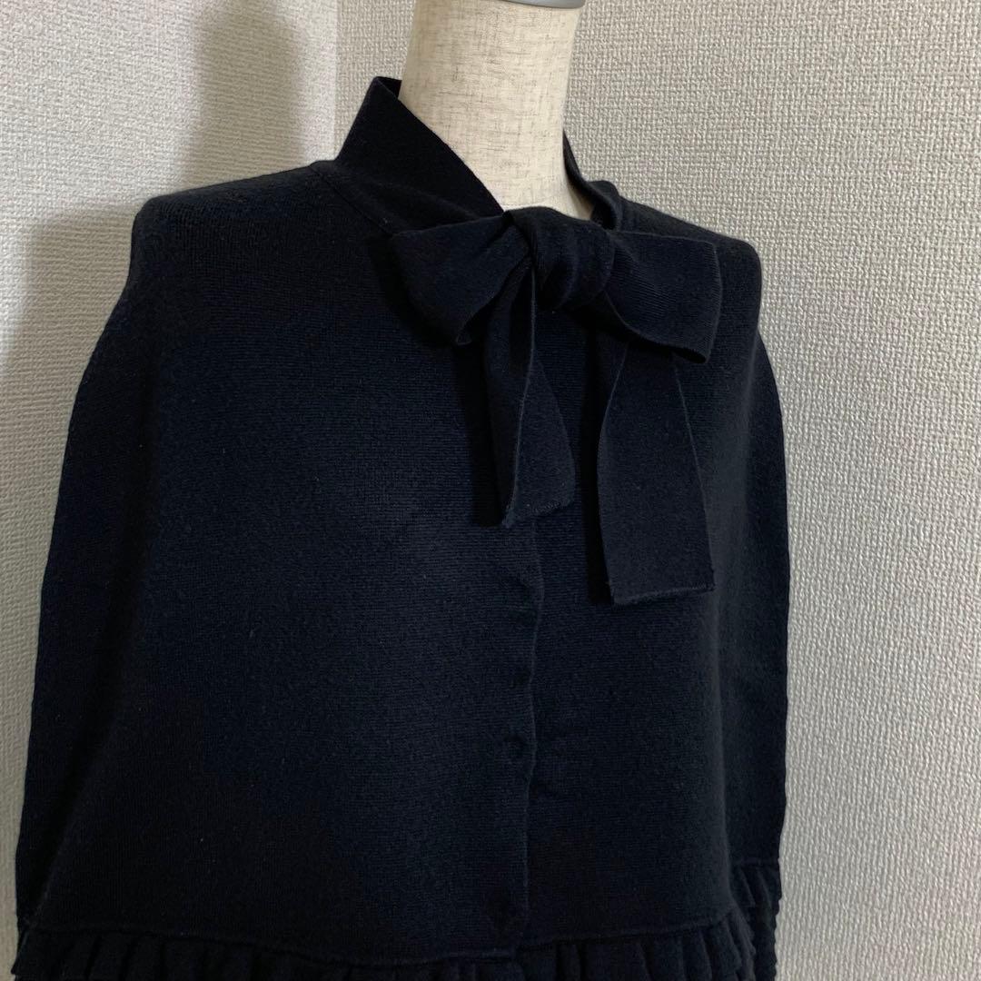 5820.VALENTINO シルク カシミヤ 混 リボン ポンチョ