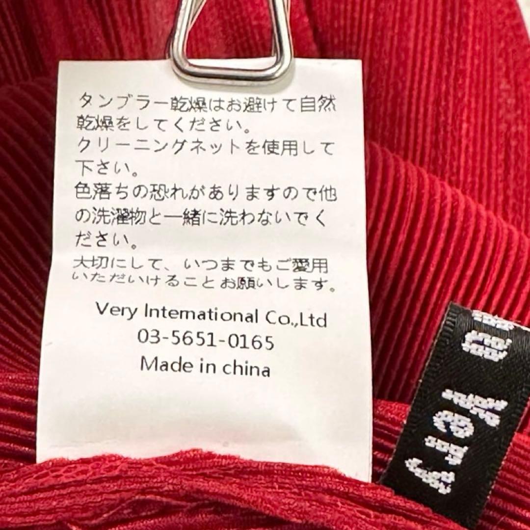 未使用級 ベルチューベリー プリーツ ドレス ロングワンピース 赤 フラワー装飾