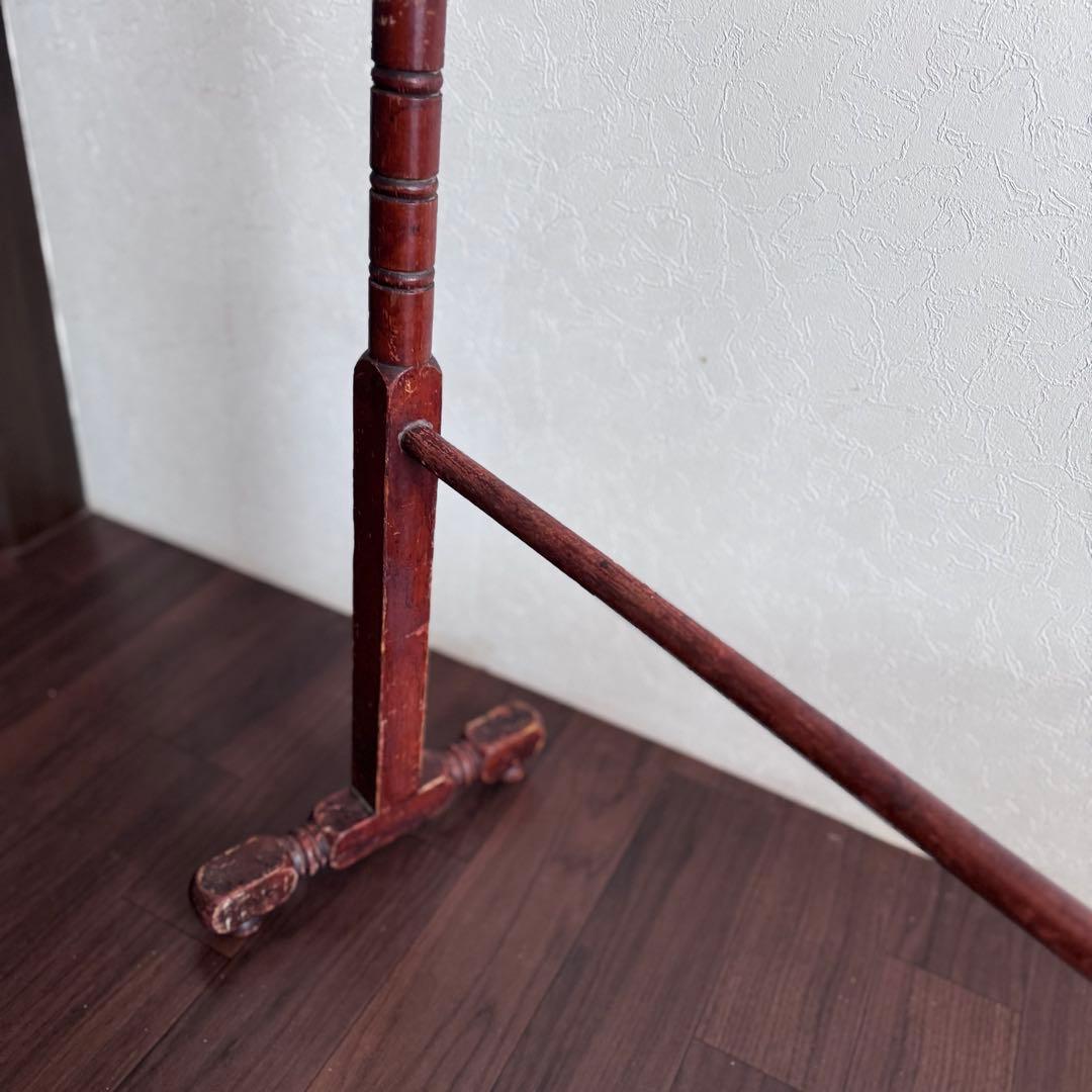 アンティーク 木製 タオルハンガー リネンラック ヴィンテージ 古家具 ブラウン