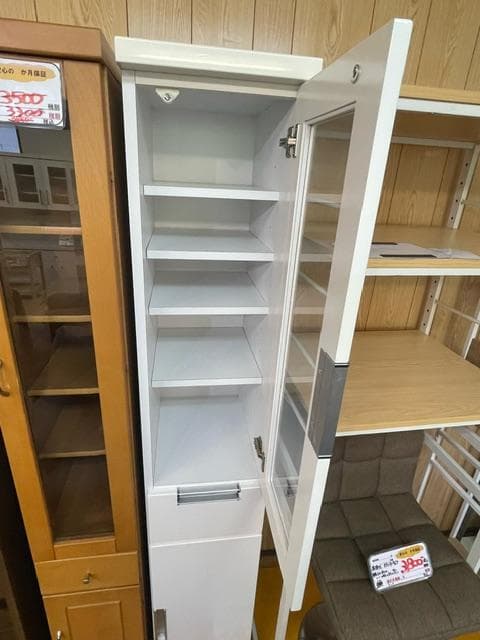 エナメルホワイト　スリムタイプ食器棚