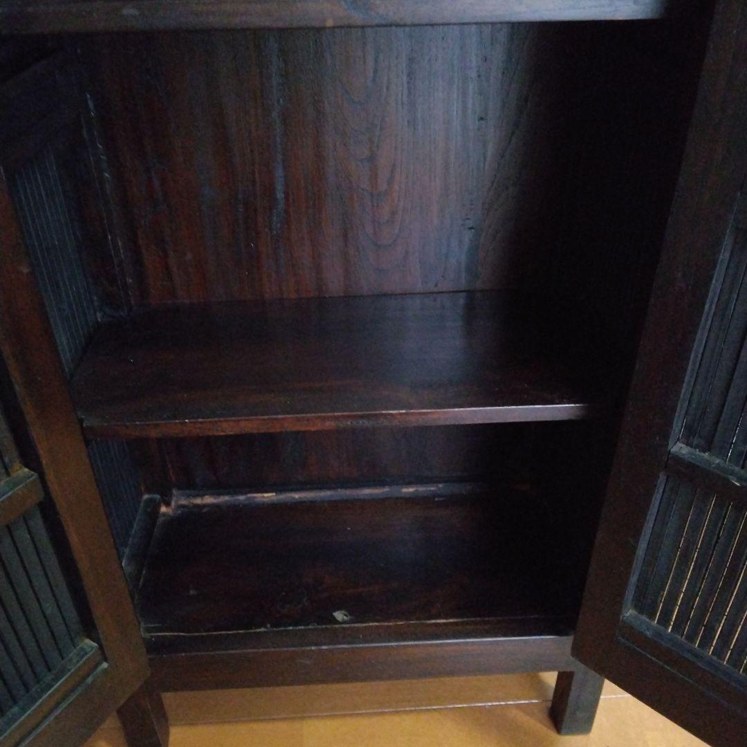 アジアンバンブー収納　木製キャビネット ダークブラウン