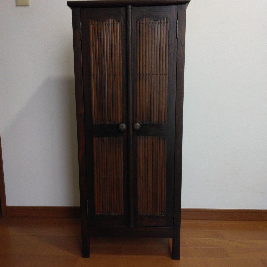 アジアンバンブー収納　木製キャビネット ダークブラウン