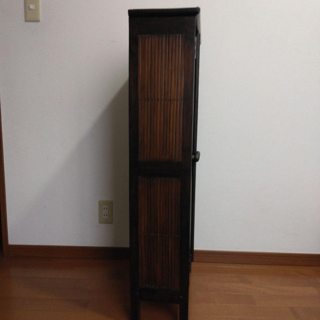 アジアンバンブー収納　木製キャビネット ダークブラウン
