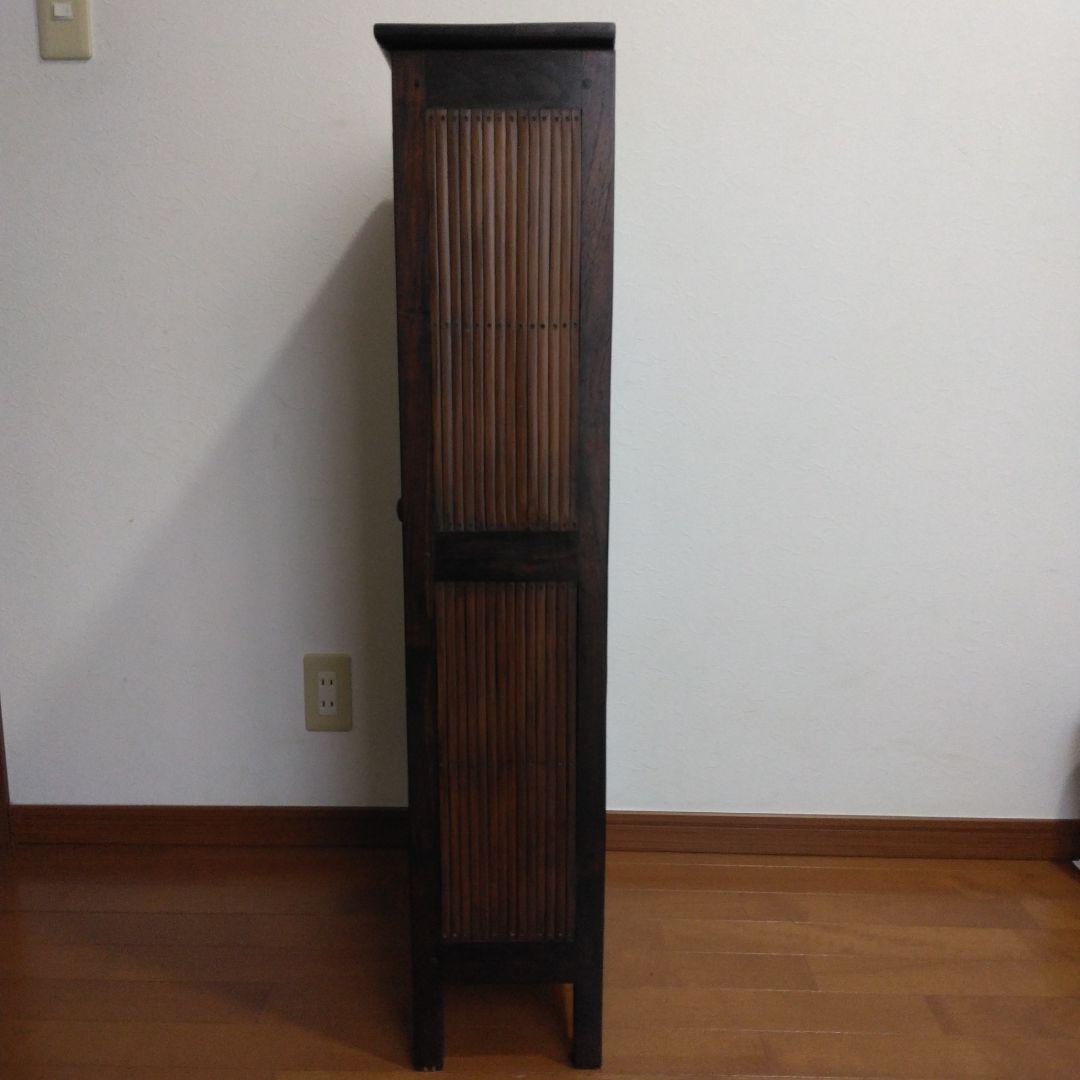 アジアンバンブー収納　木製キャビネット ダークブラウン