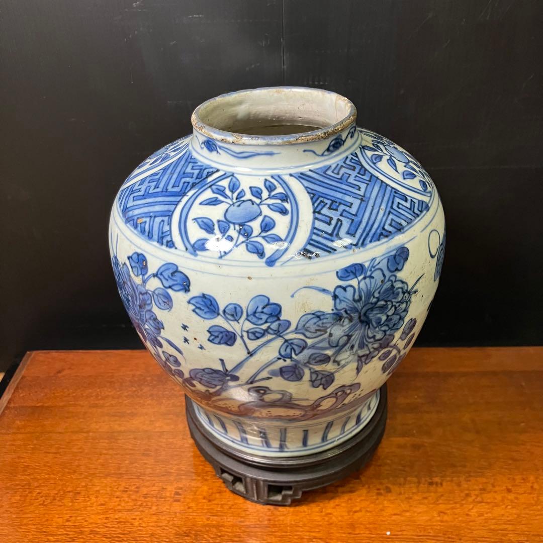 古染付壺 骨董 朝鮮 T0804-6
