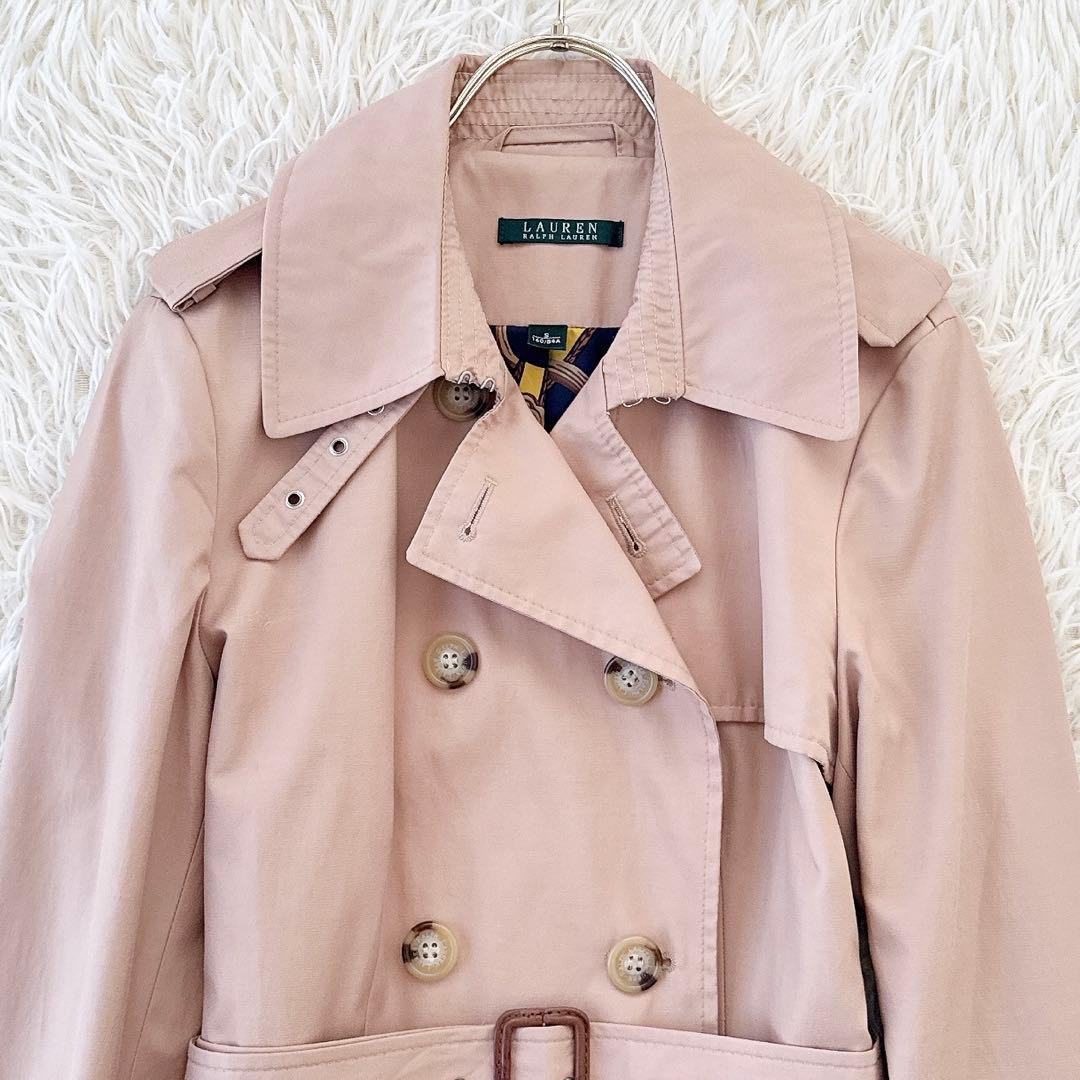 ローレンラルフローレン✨裏地総柄 スカーフ柄 トレンチコート ダブル ベルト M