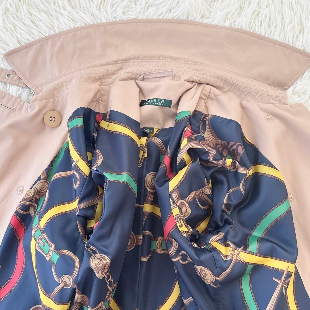 ローレンラルフローレン✨裏地総柄 スカーフ柄 トレンチコート ダブル ベルト M