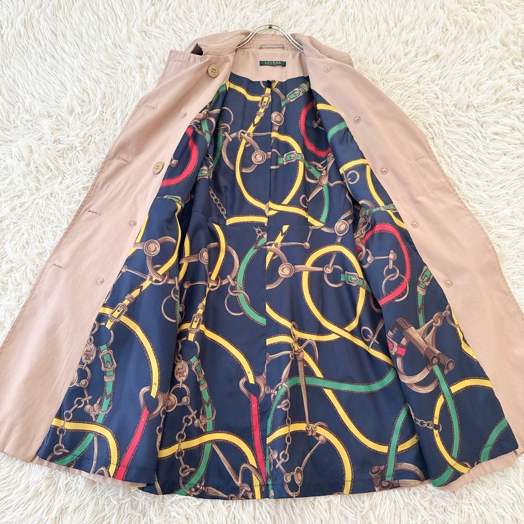 ローレンラルフローレン✨裏地総柄 スカーフ柄 トレンチコート ダブル ベルト M