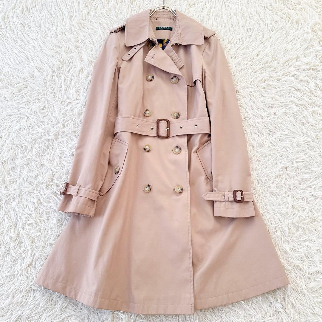 ローレンラルフローレン✨裏地総柄 スカーフ柄 トレンチコート ダブル ベルト M