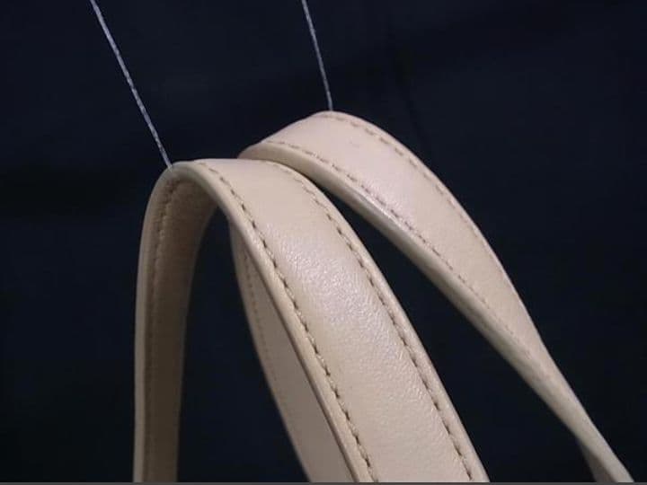 COACHキャンバス×レザー トートバッグショルダー肩掛アイボリー系×ネイビー系