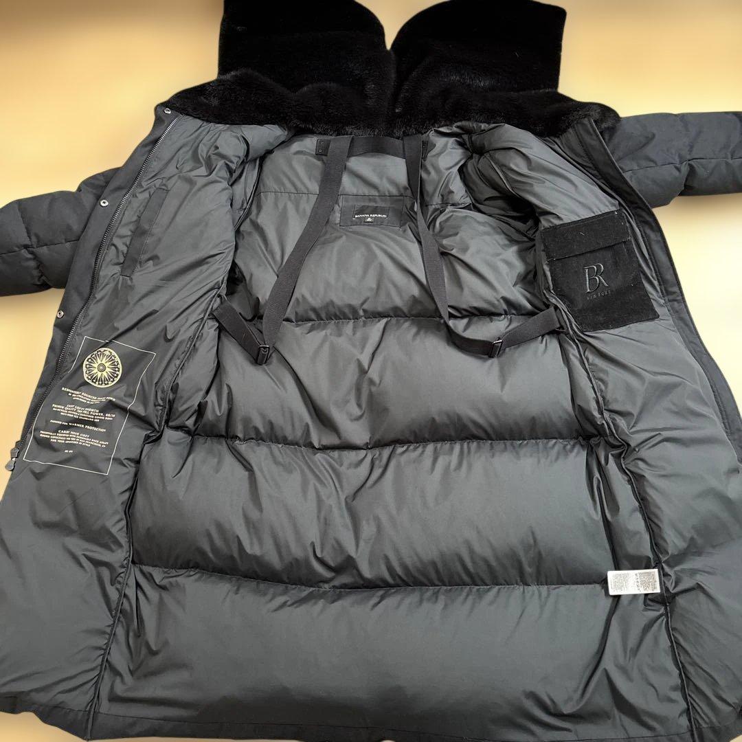 BANANA REPUBLIC ファー付きロングダウンコート　ブラック