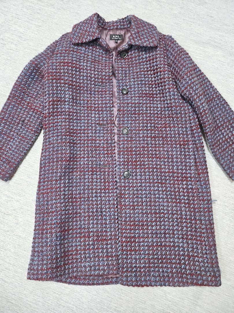 【タカミー】A.P.C アーペーセー ジャガードロングコート ツイード