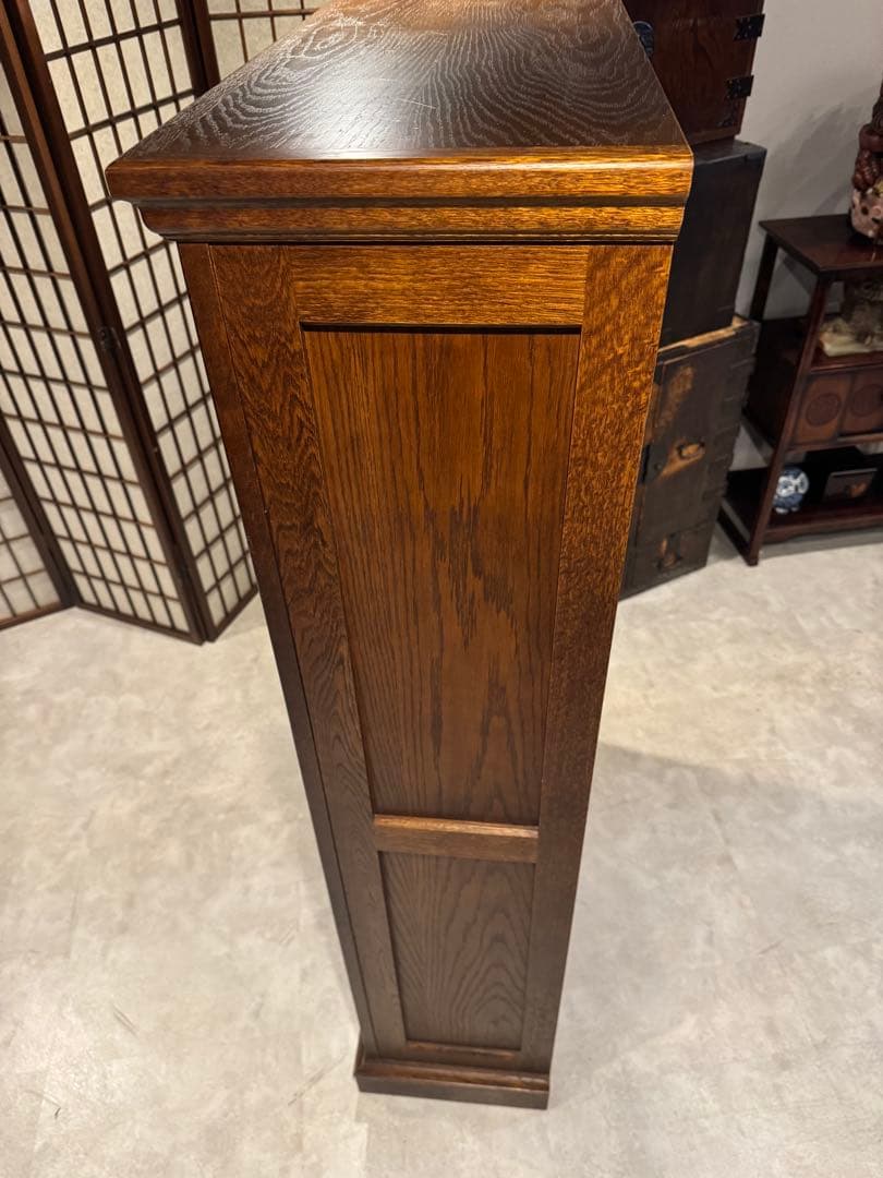 上質な重厚感☆国産旭川家具 EZO 飾り棚 本棚 ナラ材 高さ150cm