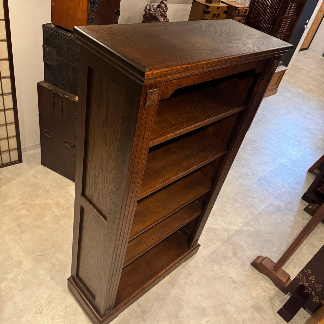 上質な重厚感☆国産旭川家具 EZO 飾り棚 本棚 ナラ材 高さ150cm