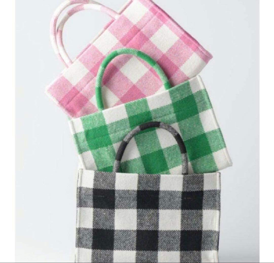 ツルバイマリコオイカワ　ギンガムチェック　バッグ