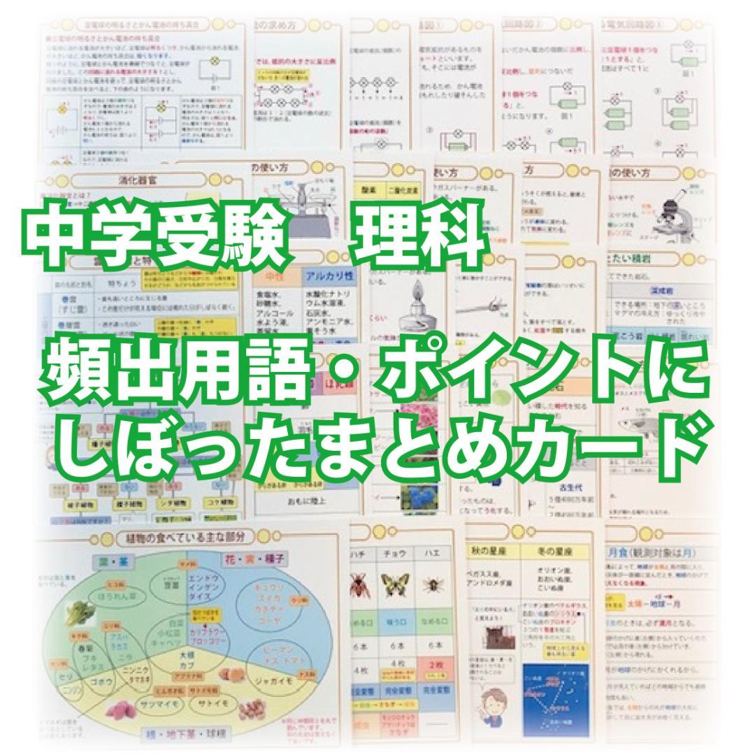 ☆中学受験・理科　頻出用語・ポイントにしぼったまとめカード、セット商品