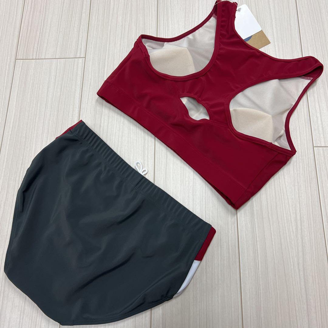 アシックス　女子陸上ユニフォーム上下　4XL　エンジ×ダークグレー×ホワイト