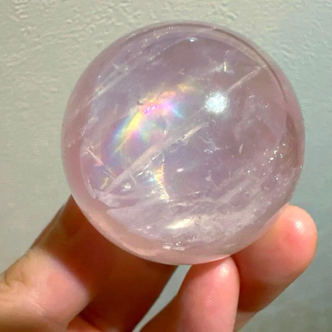 A*i様 ローズクォーツ　スフィア　4.1㎝　ジェムローズクォーツ　虹　透明感