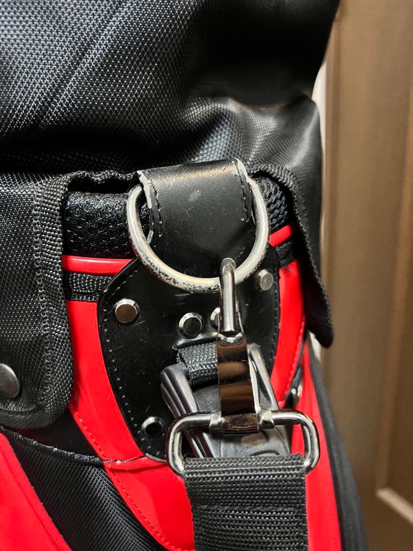 adidas キャディバッグ 黒赤 ストライプデザイン