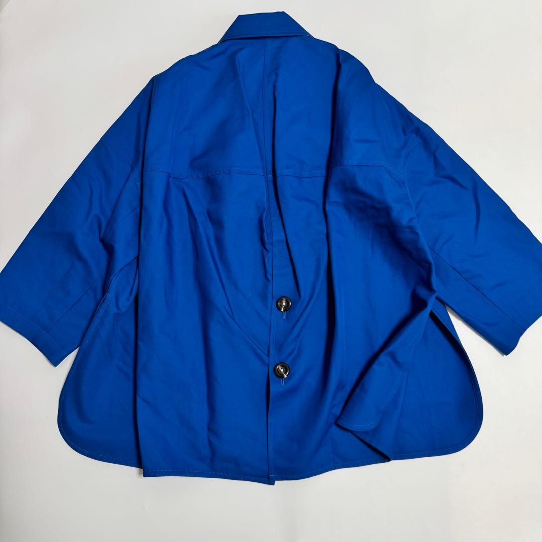 エンフォルド　enfold ステンカラーボックスコート　トレンチコート　青