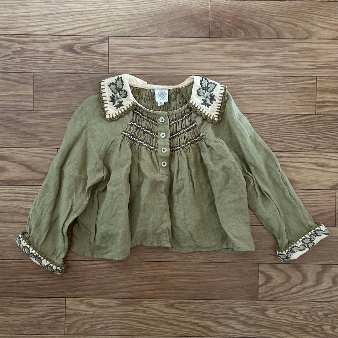 本日限定値下げ　apolina オリーブグリーン 長袖ブラウス 3-5歳
