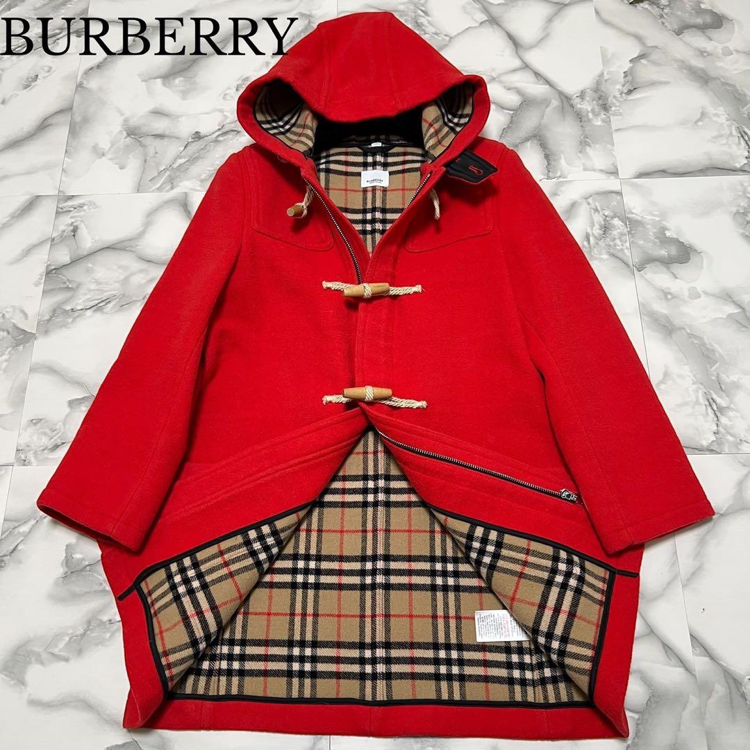 【美品】バーバリー　ダッフルコート　ノバチェック　裏地総柄　ロゴボタン　レッド