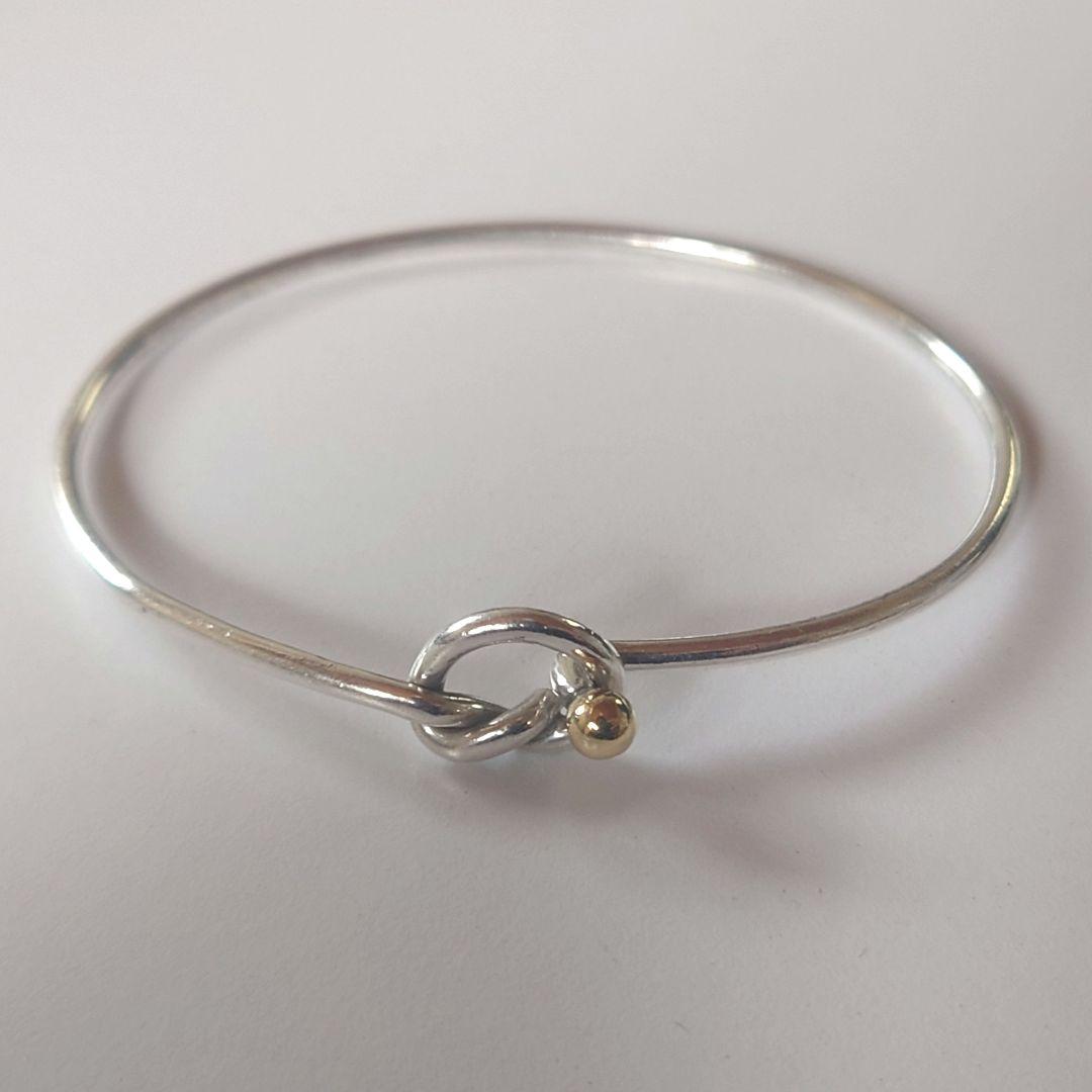 未使用に近い ティファニー バングル フック&アイ コンビ K18YG 17号