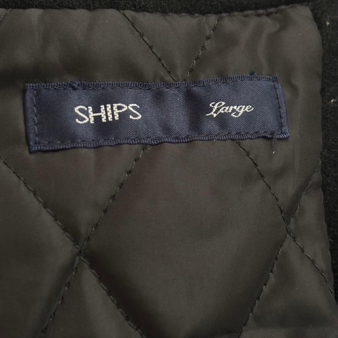 ✨美品✨SHIPS スタジャン ウール 牛革 レザー キルティング 黒ブラック