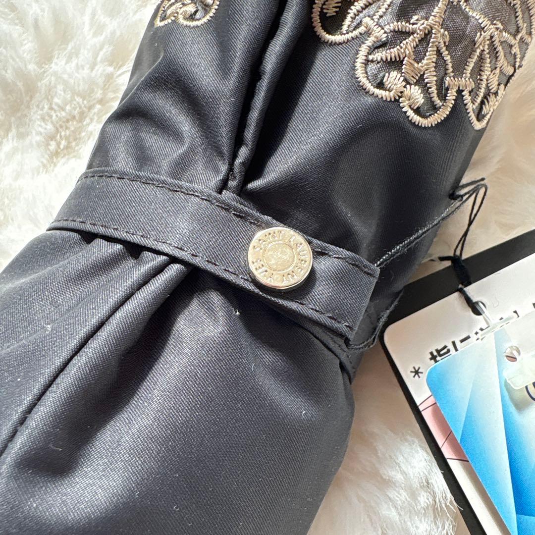 新品未使用 タグ付 YVES SAINT LAUREN ロゴ 刺繍 折傘 日傘