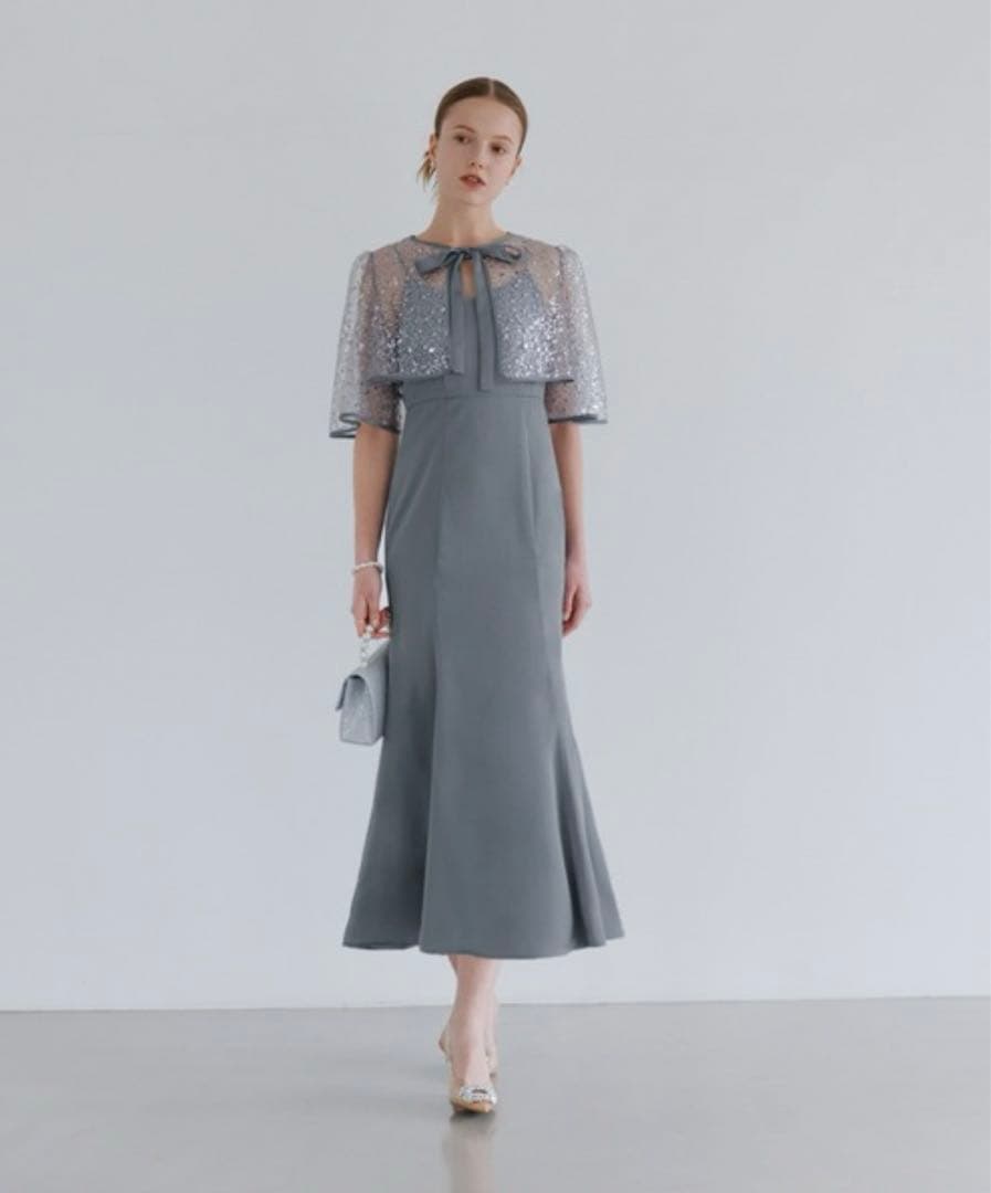 スパンコールビジューボレロマーメイドワンピースドレス結婚式パーティー成人式二次会