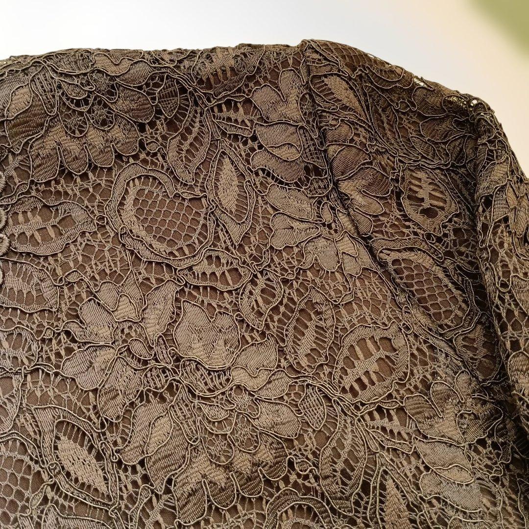 Leilianレリアン　総レースジャケット　濃い茶色　送別会　結婚式