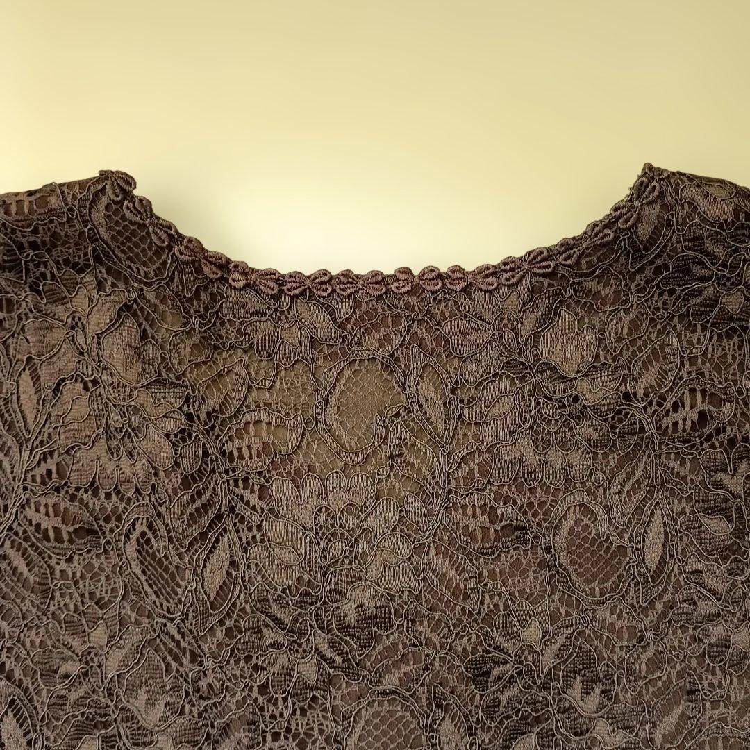 Leilianレリアン　総レースジャケット　濃い茶色　送別会　結婚式