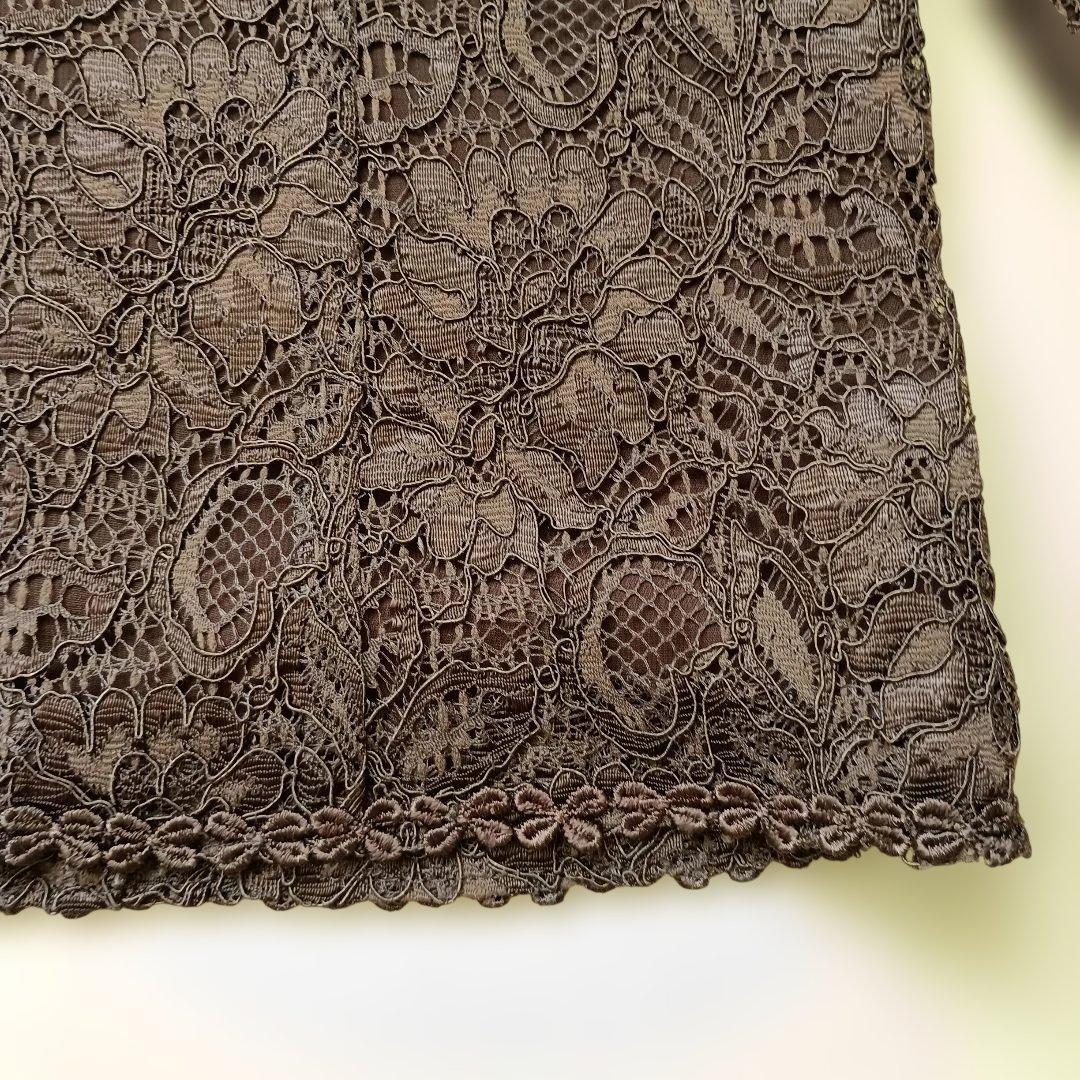 Leilianレリアン　総レースジャケット　濃い茶色　送別会　結婚式