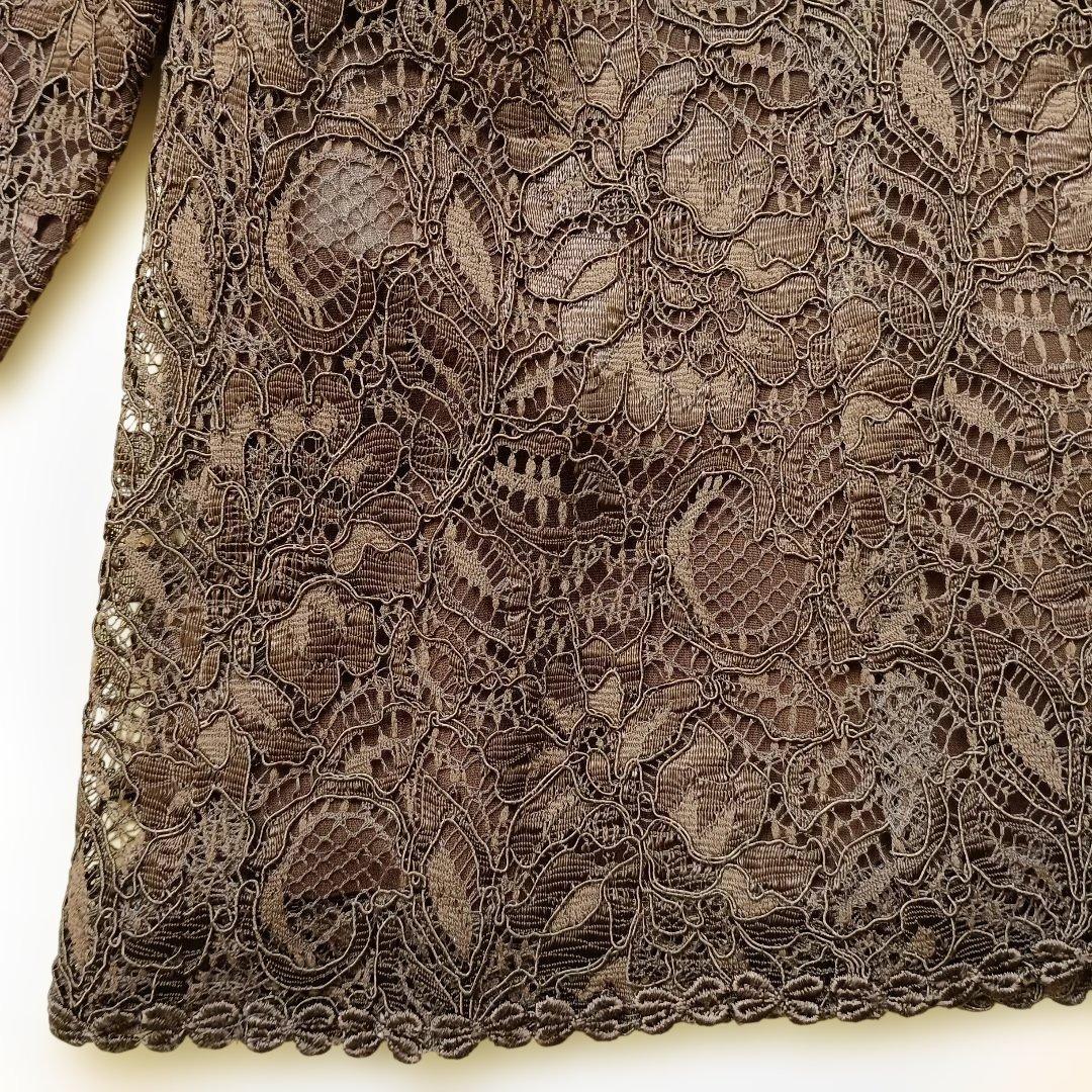 Leilianレリアン　総レースジャケット　濃い茶色　送別会　結婚式