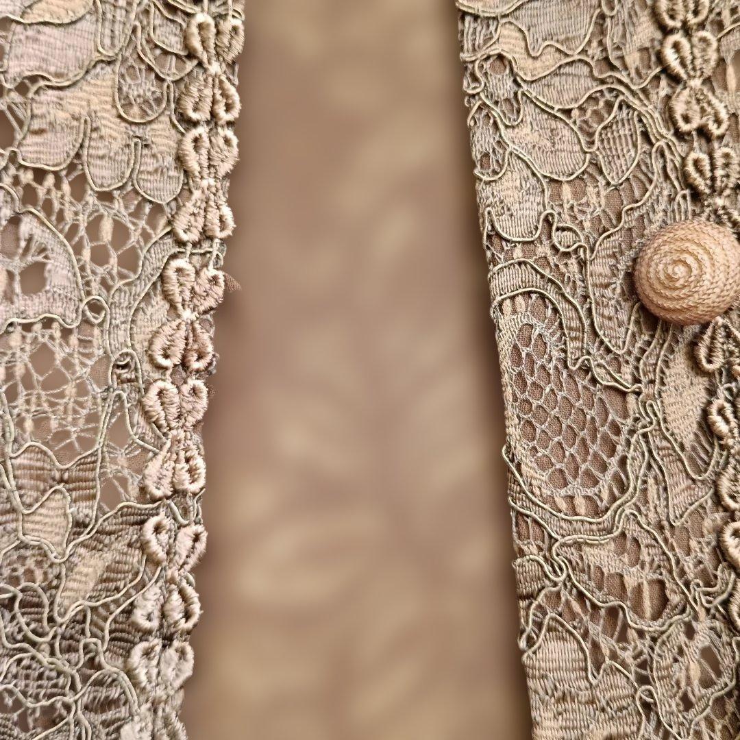 Leilianレリアン　総レースジャケット　濃い茶色　送別会　結婚式