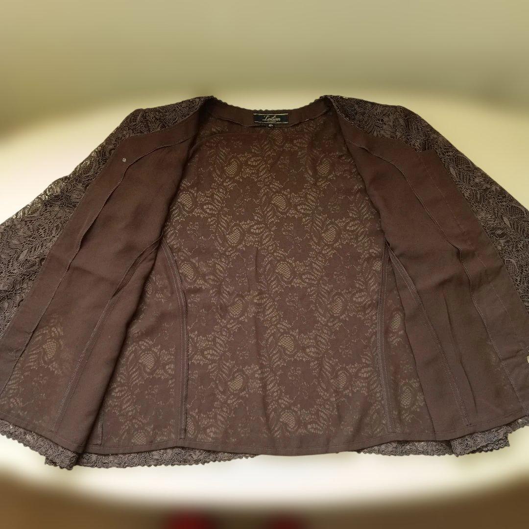 Leilianレリアン　総レースジャケット　濃い茶色　送別会　結婚式