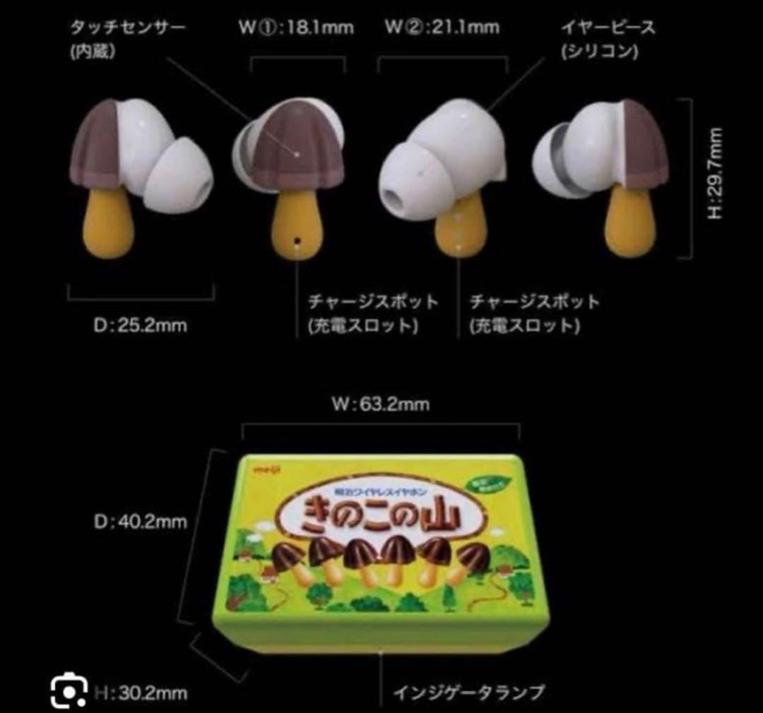 新品未使用　未開封（シュリンク付き）きのこの山 ワイヤレスイヤホン