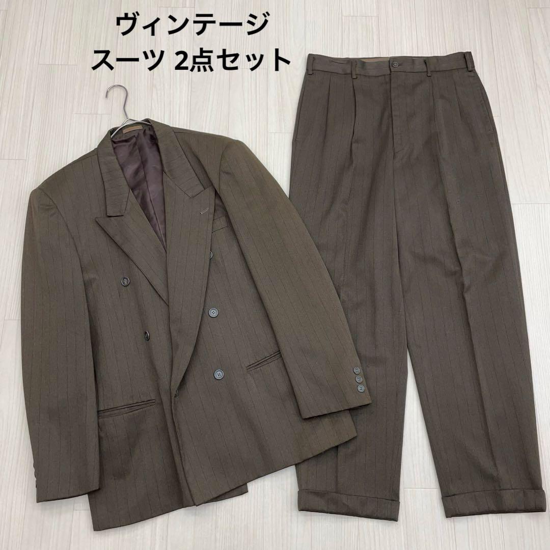 ☆ Anhtec ヴィンテージ ダブルブレストスーツ　ダブルジャケット パンツ