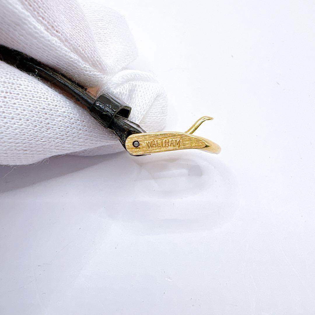 稼働品 WALTHAM ゴールド ブラック クォーツ レディース腕時計